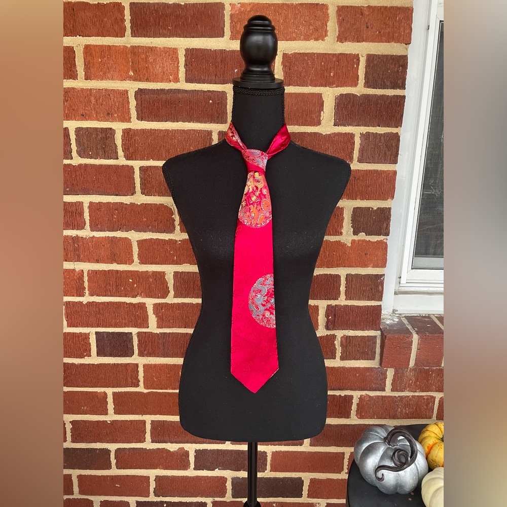 Vintage Japanese Brocade Dragon Silk Necktie